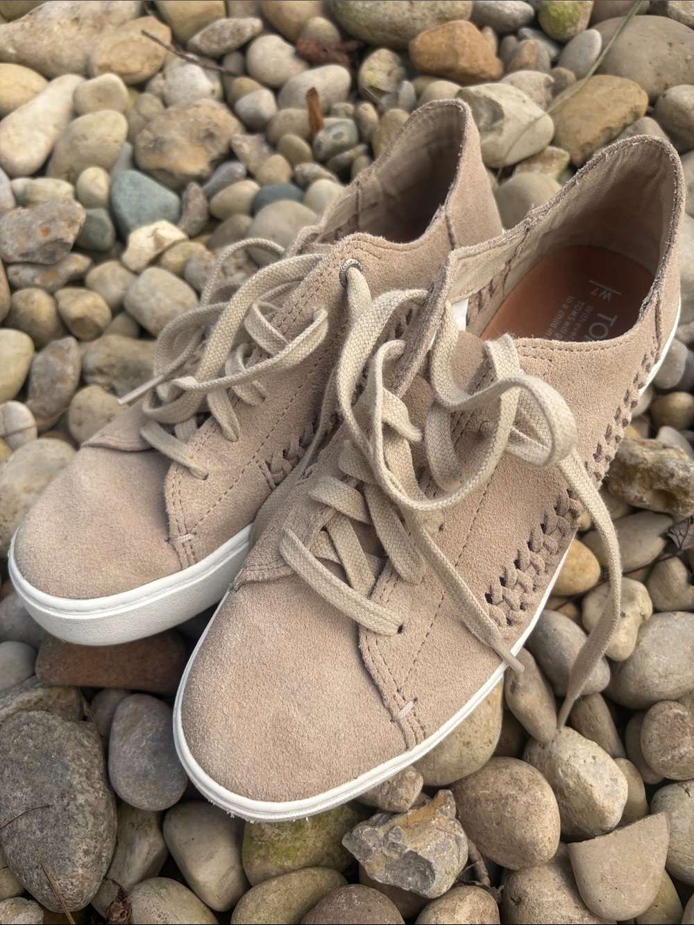 Toms Taupe Suede Lace-Up Sneakers
